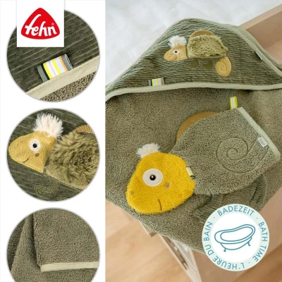 Baby Fehn Ručník s kapucí chameleon Crazy khaki