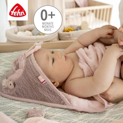 Baby Fehn Ručník s kapucí plameňák Pink