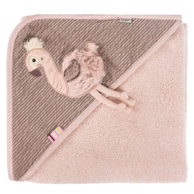 Baby Fehn Ručník s kapucí plameňák Pink