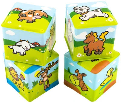 Baby kostky kousací soft měkké moje první zvířátka set 4ks pro miminko
