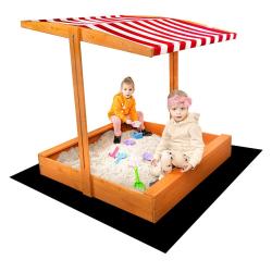 Baby Mix Dětské dřevěné pískoviště se stříškou 120x120 cm červeno-bílé Baby Mix Dětské dřevěné pískoviště se stříškou 120x120 cm červeno-bílé