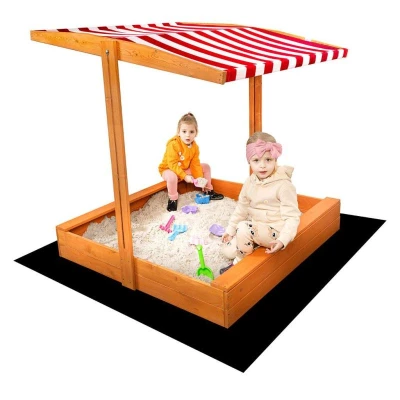 Baby Mix Dětské dřevěné pískoviště se stříškou 120x120 cm červeno-bílé Baby Mix Dětské dřevěné pískoviště se stříškou 120x120 cm červeno-bílé