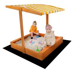 Baby Mix Dětské dřevěné pískoviště se stříškou 120x120 cm žluto-bílé Baby Mix Dětské dřevěné pískoviště se stříškou 120x120 cm žluto-bílé