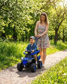 Baby Mix Dětské elektrické odrážedlo Ruggy s vodící tyčí modré