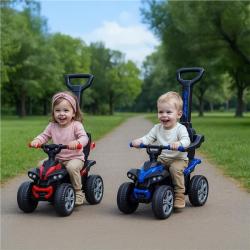 Baby Mix Dětské odrážedlo Mega Prime EVA s vodící tyčí modré