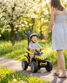 Baby Mix Dětské odrážedlo Mega Prime EVA s vodící tyčí žluté