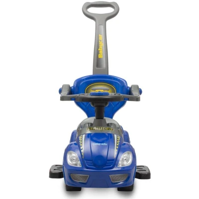 Baby Mix Detské odrážadlo s vodicou tyčou 3v1 Mega Car modré
