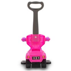 Baby Mix Dětské odrážedlo s vodící tyčí 3v1 Mega Car růžové