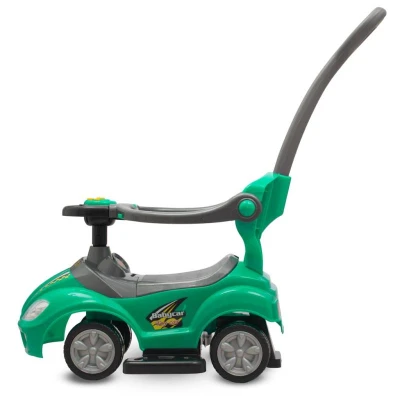 Baby Mix Detské odrážadlo s vodicou tyčou 3v1 Mega Car zelené