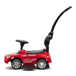 BABY MIX Dětské odrážedlo se zvukem a vodící tyčí HASIČI červené