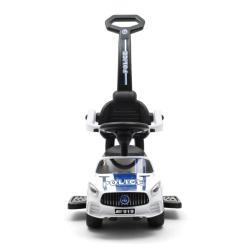 BABY MIX Dětské odrážedlo se zvukem a vodící tyčí POLICE bílé POUZE Bílá (VÝPRODEJ)