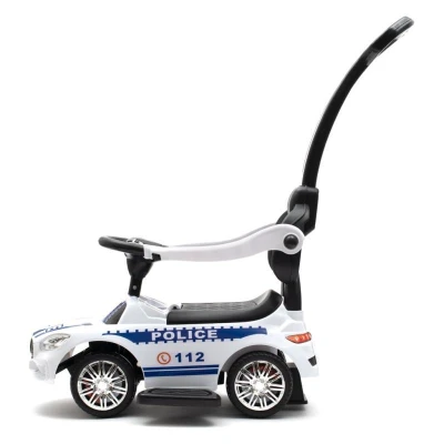 BABY MIX Dětské odrážedlo se zvukem a vodící tyčí POLICE bílé POUZE Bílá (VÝPRODEJ)