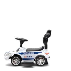 BABY MIX Dětské odrážedlo se zvukem a vodící tyčí POLICE bílé POUZE Bílá (VÝPRODEJ)