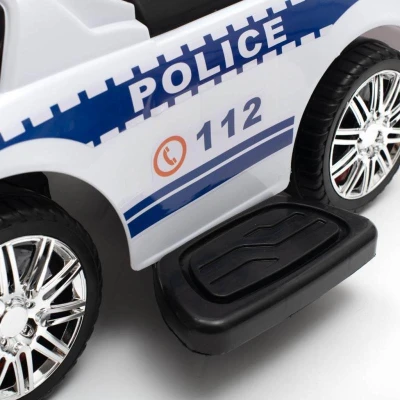 BABY MIX Dětské odrážedlo se zvukem a vodící tyčí POLICE bílé POUZE Bílá (VÝPRODEJ)