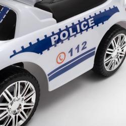 BABY MIX Dětské odrážedlo se zvukem a vodící tyčí POLICE bílé POUZE Bílá (VÝPRODEJ)