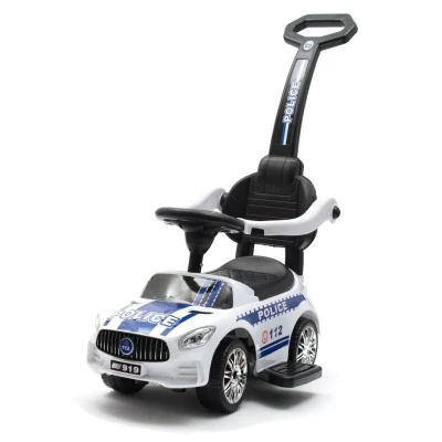 BABY MIX Dětské odrážedlo se zvukem a vodící tyčí POLICE bílé POUZE Bílá (VÝPRODEJ)