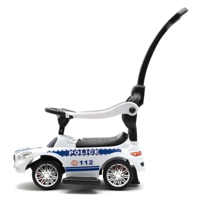 BABY MIX Dětské odrážedlo se zvukem a vodící tyčí POLICE bílé POUZE Bílá (VÝPRODEJ)