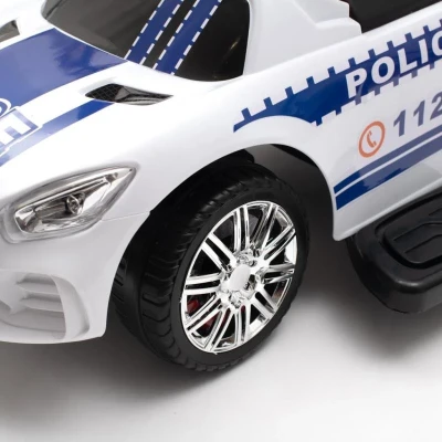 BABY MIX Dětské odrážedlo se zvukem a vodící tyčí POLICE bílé POUZE Bílá (VÝPRODEJ)