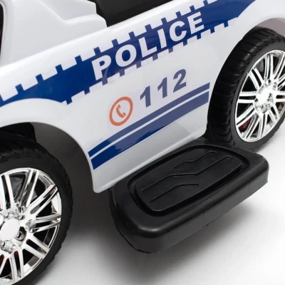 BABY MIX Dětské odrážedlo se zvukem a vodící tyčí POLICE bílé POUZE Bílá (VÝPRODEJ)