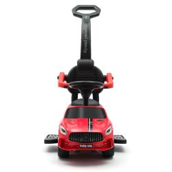 BABY MIX Dětské odrážedlo se zvukem a vodící tyčí RACER červené