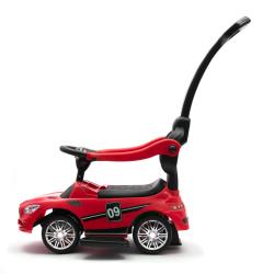 BABY MIX Dětské odrážedlo se zvukem a vodící tyčí RACER červené