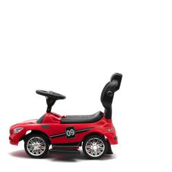 BABY MIX Dětské odrážedlo se zvukem a vodící tyčí RACER červené