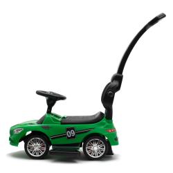 BABY MIX Dětské odrážedlo se zvukem a vodící tyčí RACER zelené