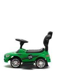 BABY MIX Dětské odrážedlo se zvukem a vodící tyčí RACER zelené