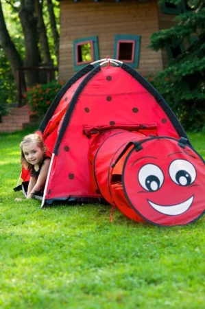 Baby Mix Detský stan Beruška s tunelom červený