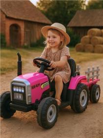 Baby Mix Elektrický traktor Erick s dálkovým ovladačem růžový