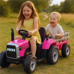 Baby Mix Elektrický traktor Erick s dálkovým ovladačem růžový
