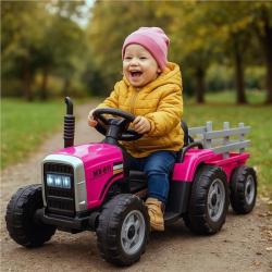 Baby Mix Elektrický traktor Erick s dálkovým ovladačem růžový