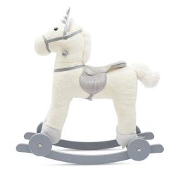 Baby Mix Houpací hračka s melodií a kolečky Unicorn bílá