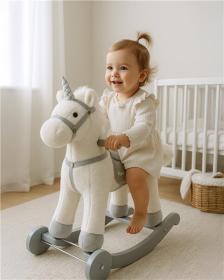 Baby Mix Houpací hračka s melodií a kolečky Unicorn bílá