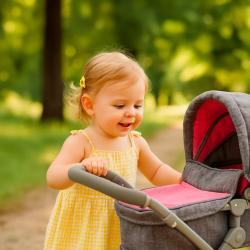 Baby Mix Kočárek pro panenky 2v1 Sophie pink-grey