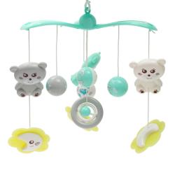 BABY MIX Kolotoč nad postýlku se světelným projektorem mátový