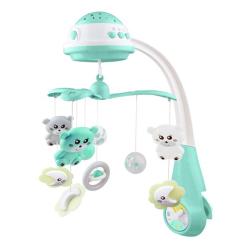 BABY MIX Kolotoč nad postýlku se světelným projektorem mátový