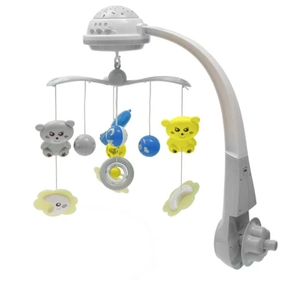 Baby Mix Kolotoč nad postýlku se světelným projektorem šedý POUZE Šedá (VÝPRODEJ)