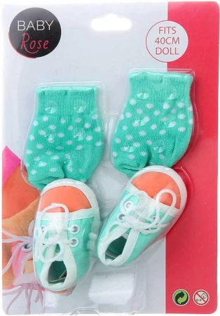 Baby Rose set ponožky a botičky 1 pár pro panenku miminko 40cm 2 druhy