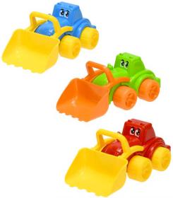 Baby traktor veselý s nakladačem s očima 26cm různé barvy pro miminko Baby traktor veselý s nakladačem s očima 26cm různé barvy pro miminko