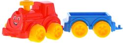 Baby vláček barevný set lokomotiva + vagón s obličejem 2 barvy plast