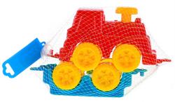 Baby vláček barevný set lokomotiva + vagón s obličejem 2 barvy plast
