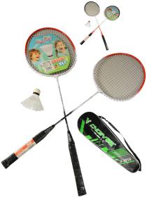 Badmintonový set 2 pálky 65cm + košíček v pouzdře na zip 2 barvy