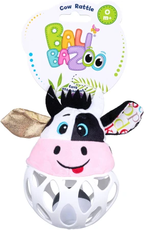 Balibazoo baby hrkálka loptička kravička pre bábätko PLYŠ