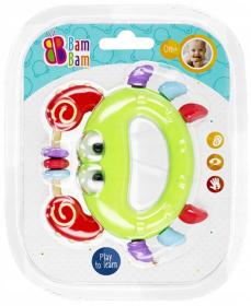 Bam Bam Baby chrastítko a kousátko krab pro miminko na kartě 2 barvy