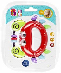 Bam Bam Baby chrastítko a kousátko krab pro miminko na kartě 2 barvy