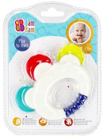 Bam Bam Baby chrastítko a kousátko tamburína pro miminko 4 barvy