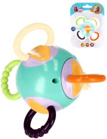 Bam Bam Baby chrastítko míček s kroužky pro miminko plast 2 barvy Bam Bam Baby chrastítko míček s kroužky pro miminko plast 2 barvy