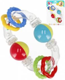 Bam Bam Baby chrastítko průhledné s kroužky a kuličkami pro miminko plast Bam Bam Baby chrastítko průhledné s kroužky a kuličkami pro miminko plast