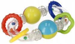 Bam Bam Baby chrastítko průhledné s kroužky a kuličkami pro miminko plast